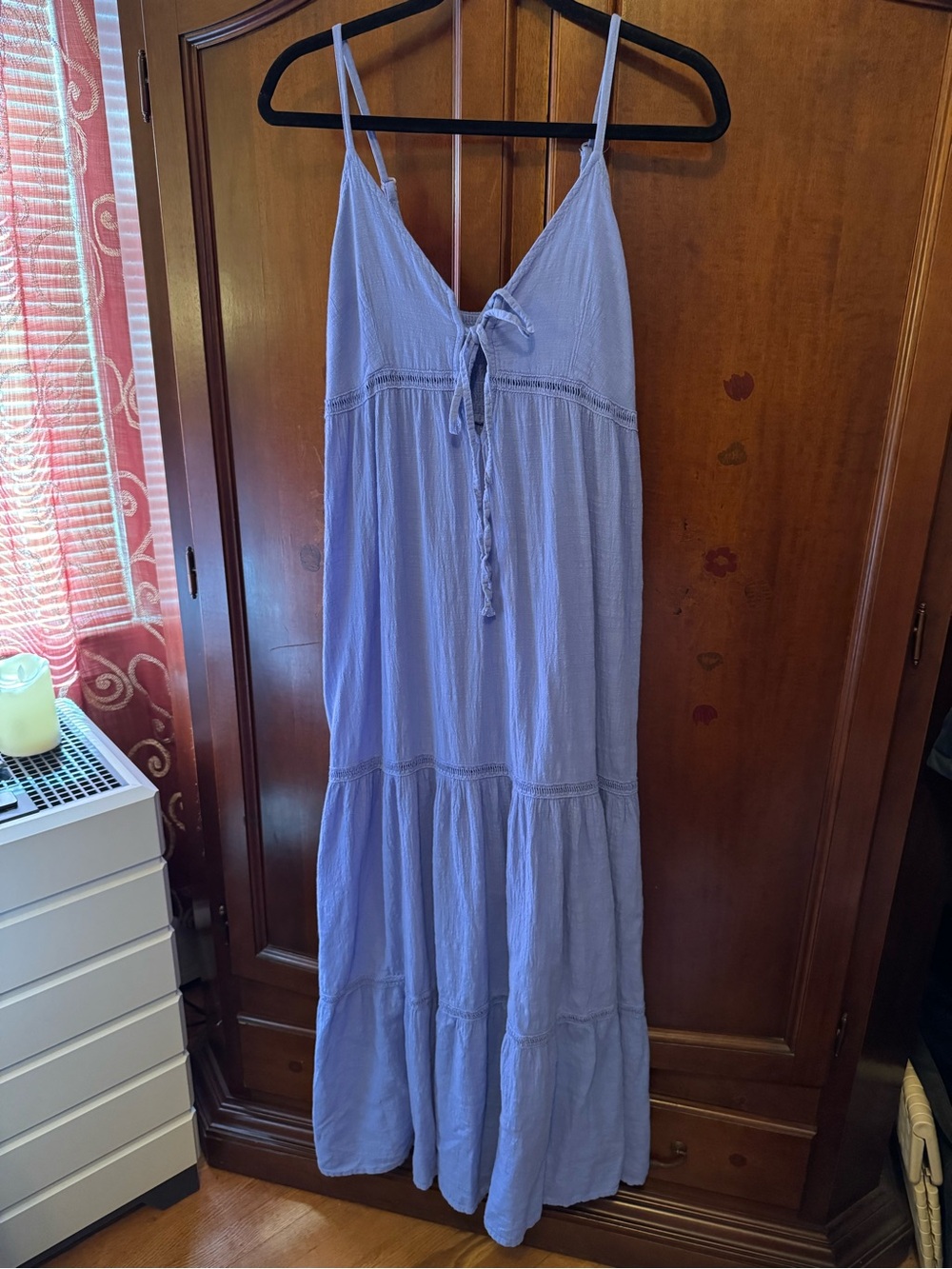 Light Periwinkle Tiered Maxi Dress with Spaghetti Straps
